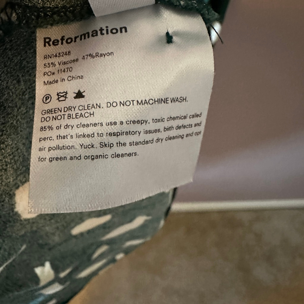 Reformation Women’s Creed Midi Dress Green White Abstract Dot Print Size 8 - Picture 5 of 12